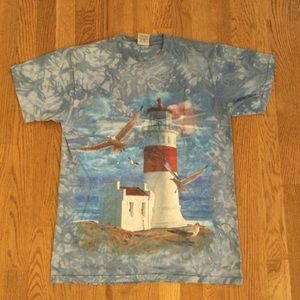 Back to Earth-Tye Dye Lighthouse Graphic Tee. Sz M